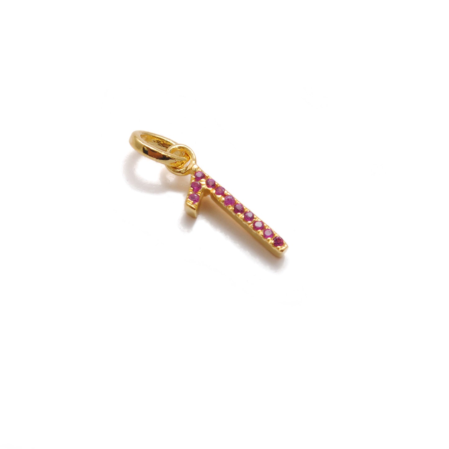 Natural Tsavorite Charm 1 initial Number | Ruby Gemstone 925 Silver Gold Plated Jewelry