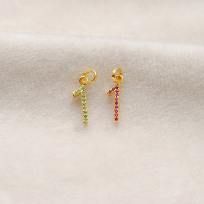 Natural Tsavorite Charm 1 initial Number | Ruby Gemstone 925 Silver Gold Plated Jewelry
