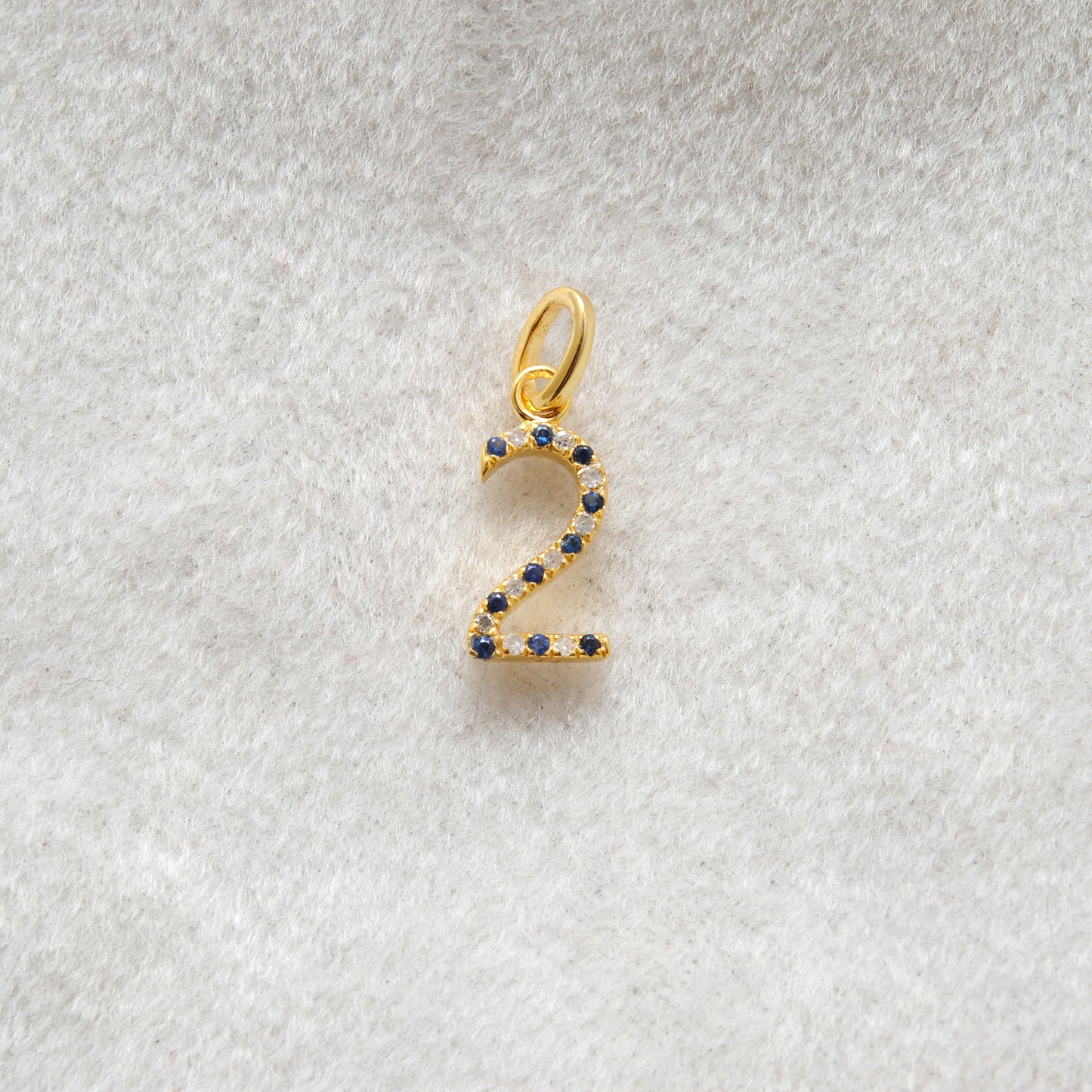 925 Sterling Silver Numeric 2 Charm with Diamond Accent – Ruby, Blue Sapphire & Tsavorite, 18.70mm