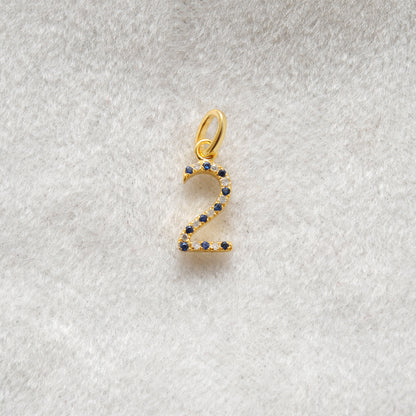 925 Sterling Silver Numeric 2 Charm with Diamond Accent – Ruby, Blue Sapphire & Tsavorite, 18.70mm