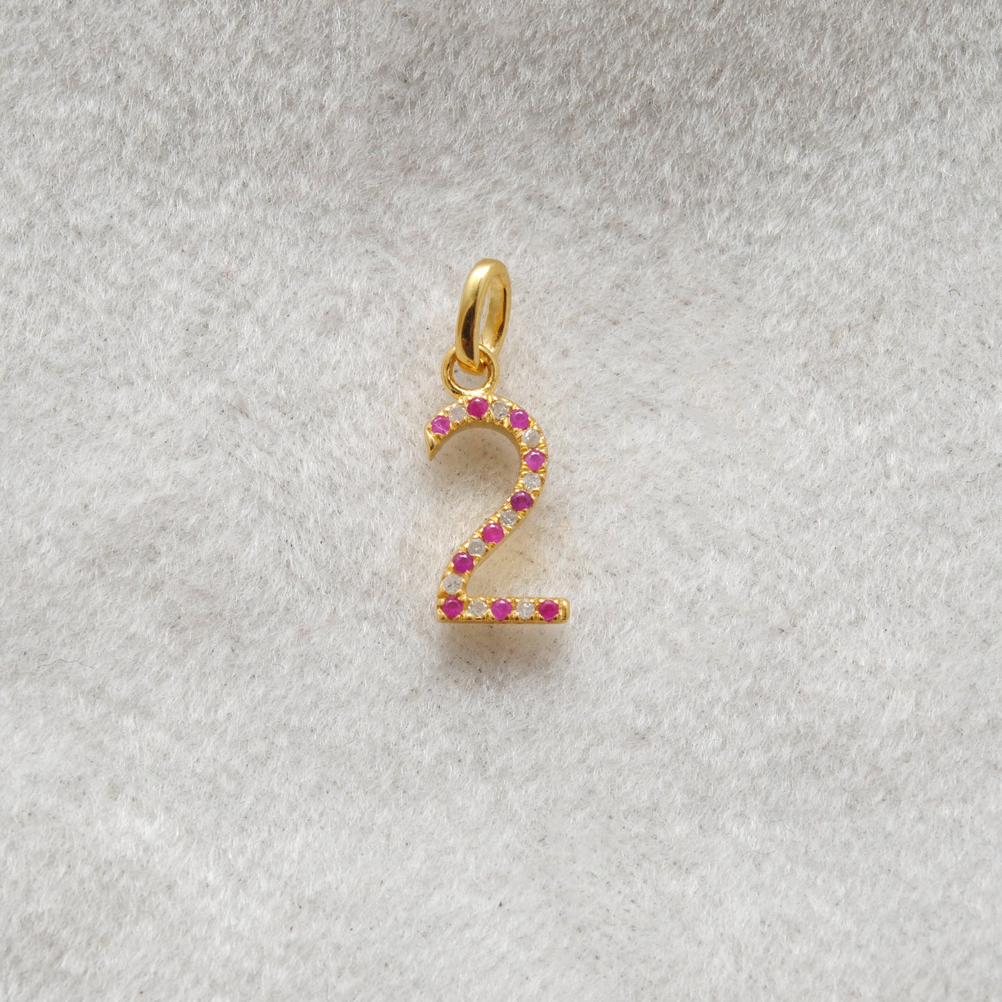 925 Sterling Silver Numeric 2 Charm with Diamond Accent – Ruby, Blue Sapphire & Tsavorite, 18.70mm