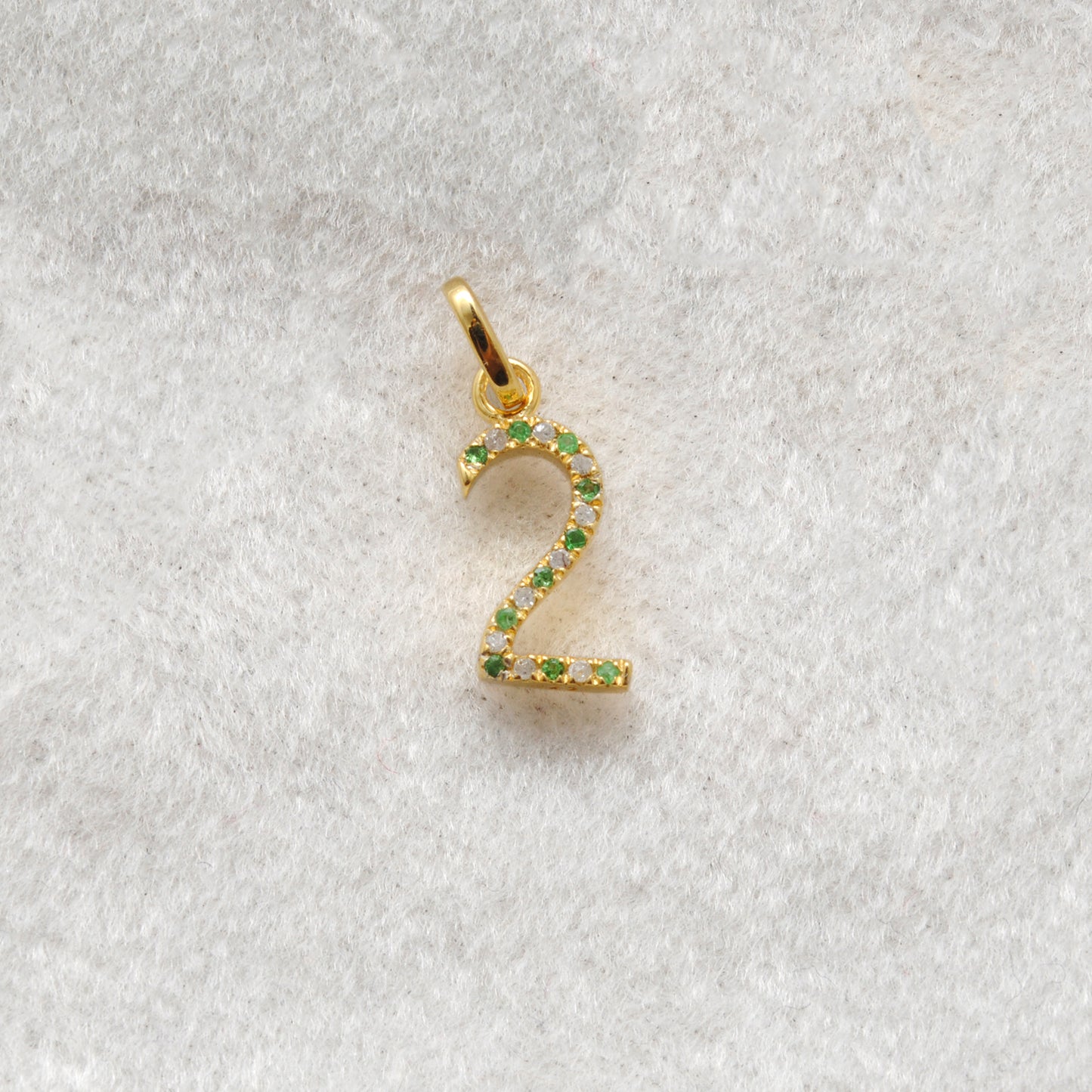 925 Sterling Silver Numeric 2 Charm with Diamond Accent – Ruby, Blue Sapphire & Tsavorite, 18.70mm