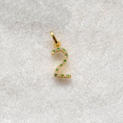 925 Sterling Silver Numeric 2 Charm with Diamond Accent – Ruby, Blue Sapphire & Tsavorite, 18.70mm