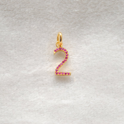 925 Sterling Silver Numeric 2 Charm with Diamond Accent – Ruby, Blue Sapphire & Tsavorite, 18.70mm