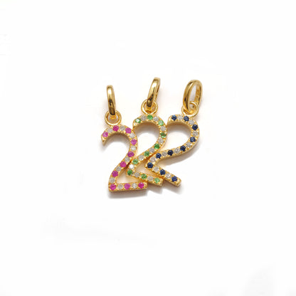 925 Sterling Silver Numeric 2 Charm with Diamond Accent – Ruby, Blue Sapphire & Tsavorite, 18.70mm