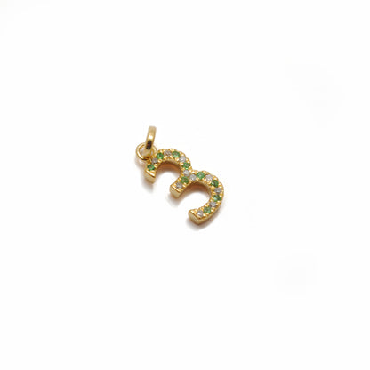 Ruby Sapphire Tsavorite Number Charm Pendant | Silver Diamond Initial Jewelry