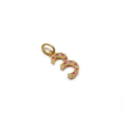 Ruby Sapphire Tsavorite Number Charm Pendant | Silver Diamond Initial Jewelry