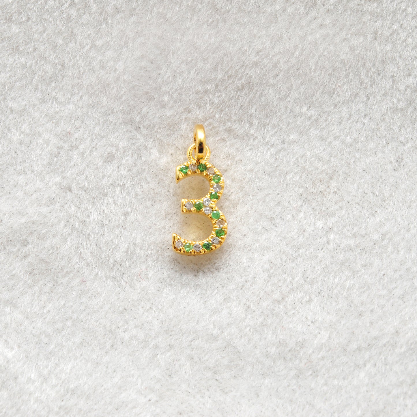 Ruby Sapphire Tsavorite Number Charm Pendant | Silver Diamond Initial Jewelry