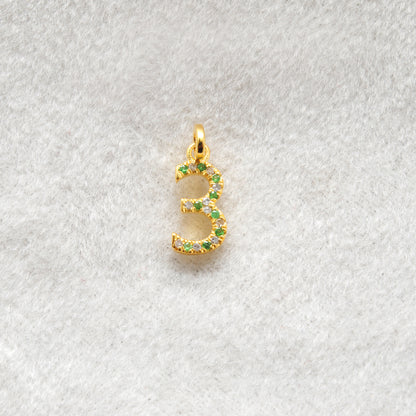 Ruby Sapphire Tsavorite Number Charm Pendant | Silver Diamond Initial Jewelry