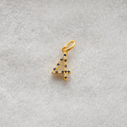 925 Sterling Silver Numeric 4 Charm with Diamond Accent – Ruby, Blue Sapphire & Tsavorite, 18.70mm