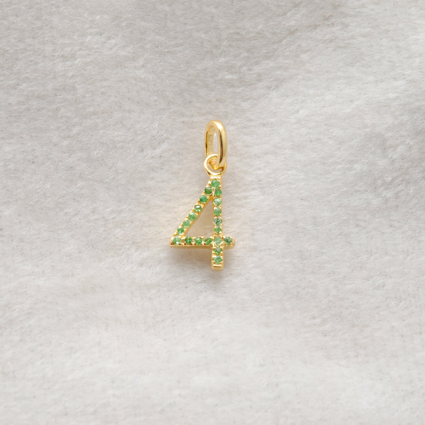 925 Sterling Silver Numeric 4 Charm with Diamond Accent – Ruby, Blue Sapphire & Tsavorite, 18.70mm