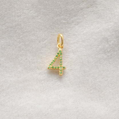 925 Sterling Silver Numeric 4 Charm with Diamond Accent – Ruby, Blue Sapphire & Tsavorite, 18.70mm