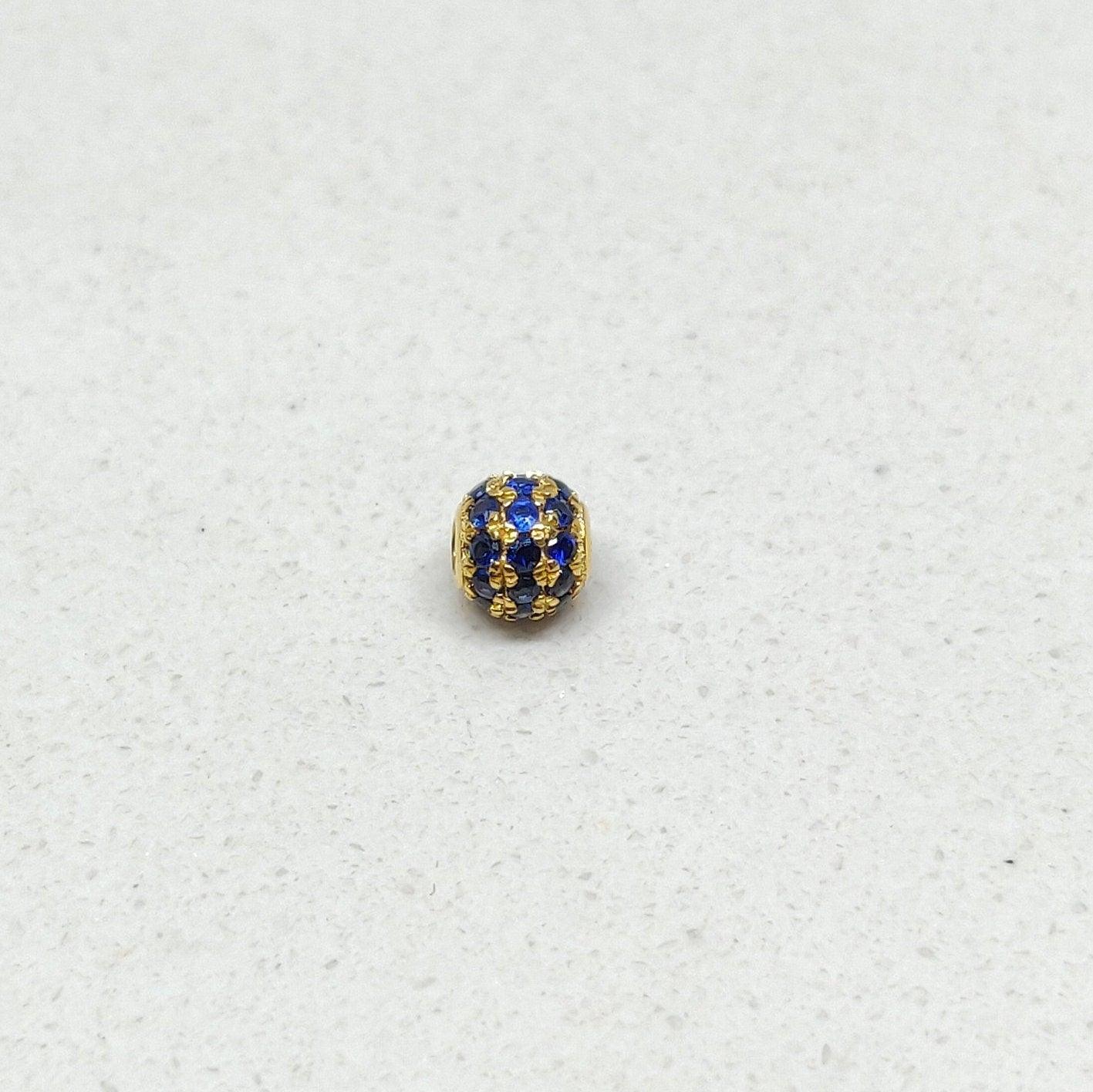 4mm Blue Sapphire 14K Gold Ball Spacer Bead – Overhead View