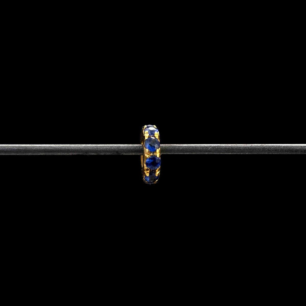 4mm Blue Sapphire 14K Gold Wheel Spacer – Overhead View