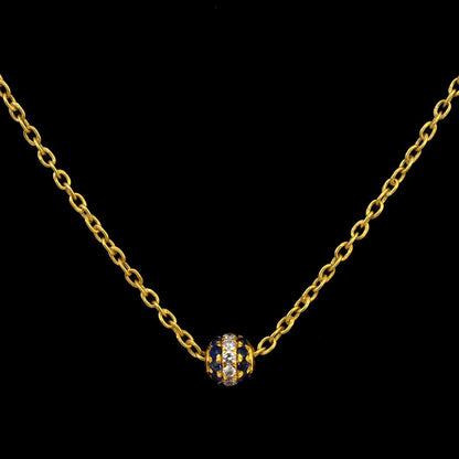 4mm Blue Sapphire Diamond 14K Gold Ball Spacer – Overhead View
