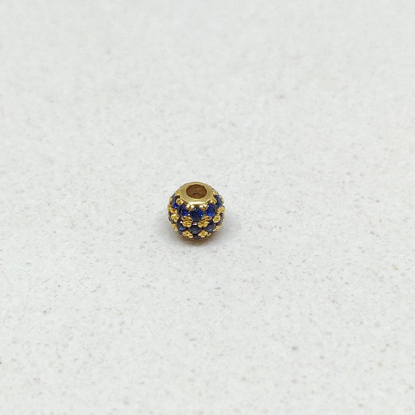 4mm Blue Sapphire Gold Ball Bead – Side Profile View