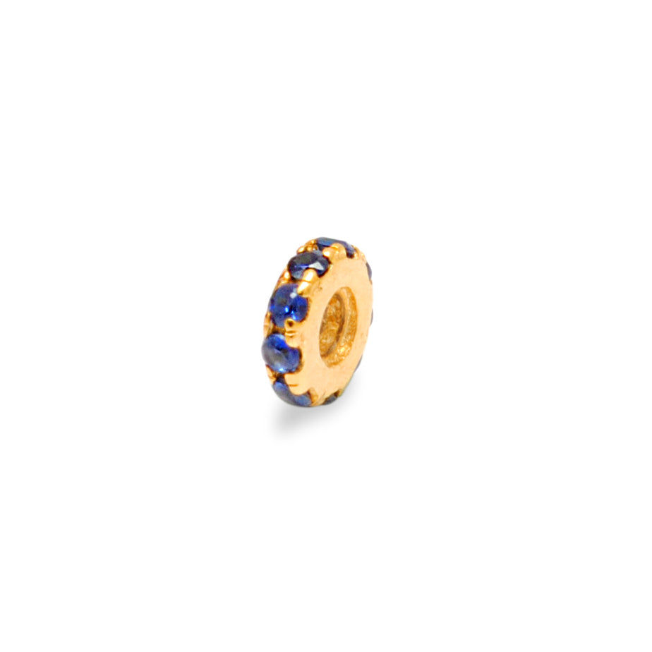 4mm Blue Sapphire Wheel Spacer 14K Gold – Hole Size Detail