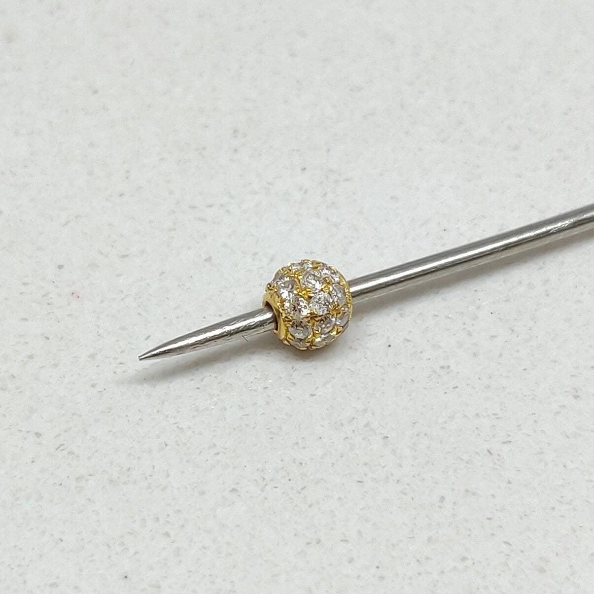 4mm Diamond Pavé Gold Ball Bead – Side Profile