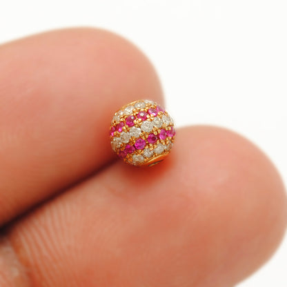 4mm Diamond Ruby 14K Gold Ball Spacer – Lifestyle View