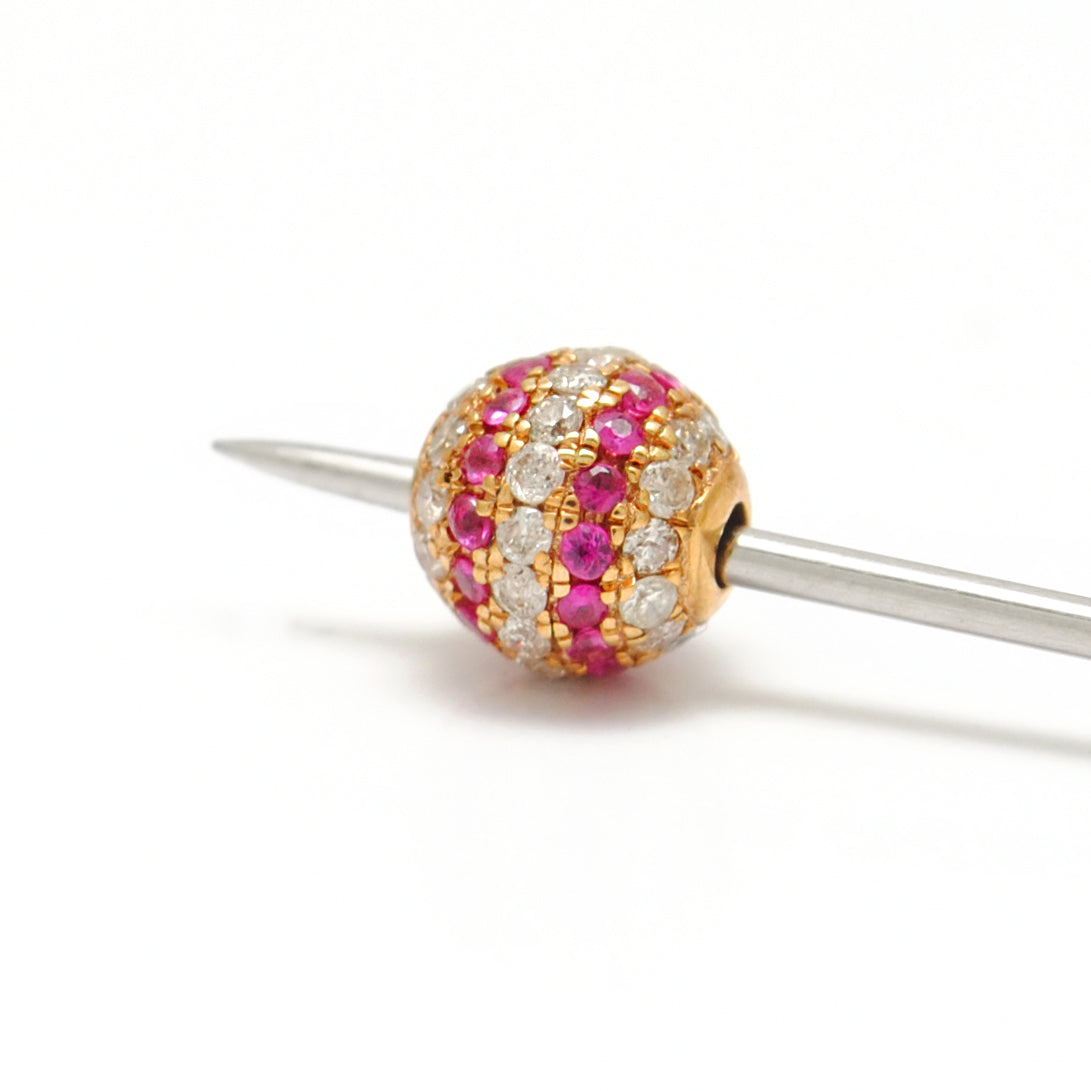 4mm Diamond Ruby Solid Gold Ball Bead – Hole Size Detail