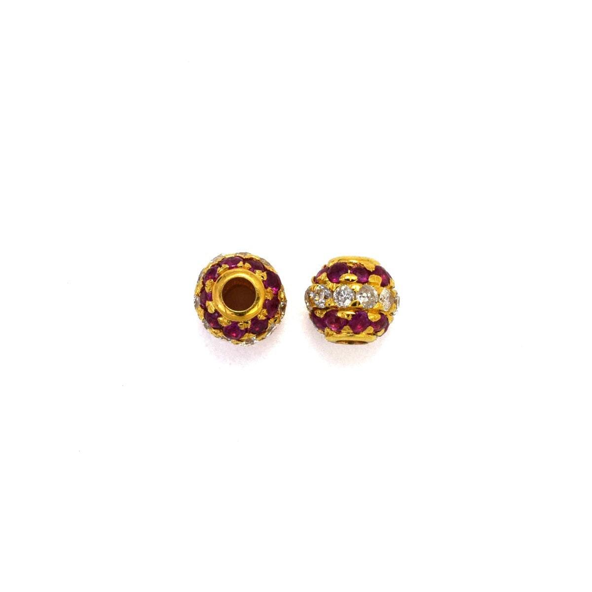 4mm Natural Diamond Pavé 14K Solid Gold Spacer Ball Bead – Front View