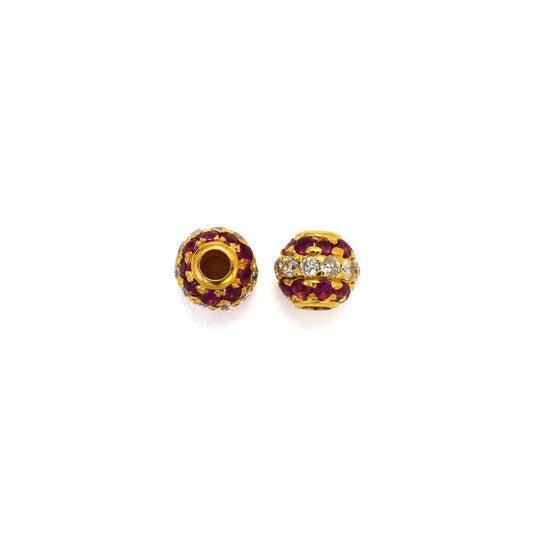 4mm Natural Diamond Pavé 14K Solid Gold Spacer Ball Bead – Front View