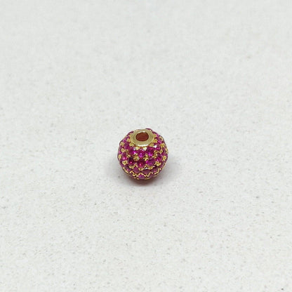 4mm Ruby 14K Gold Ball Spacer – Overhead View