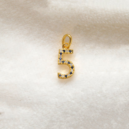 Tsavorite Gemstone No. 5 Charm Pendant | Ruby Sapphire Initial Jewelry