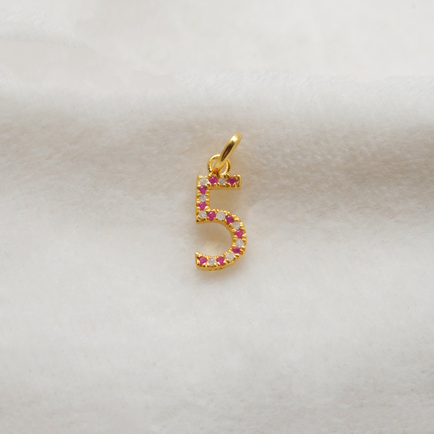 Tsavorite Gemstone No. 5 Charm Pendant | Ruby Sapphire Initial Jewelry