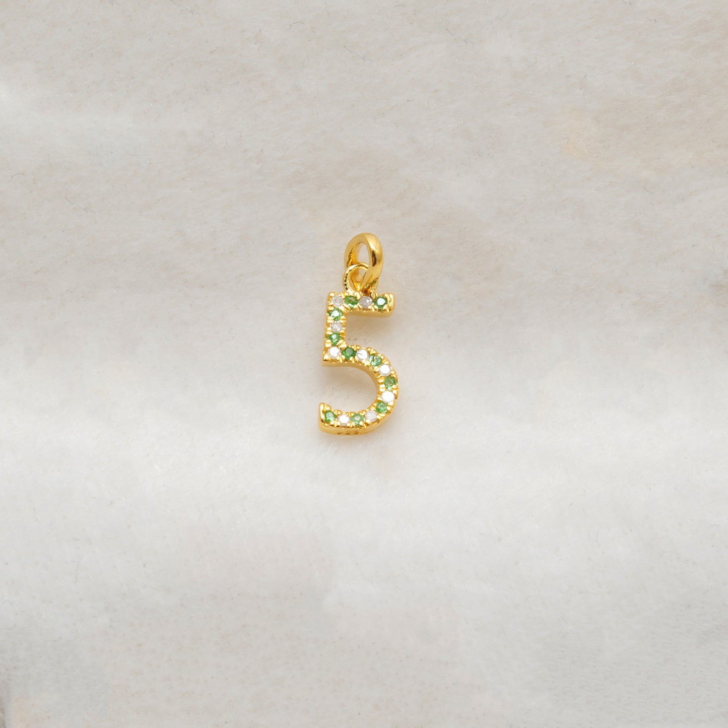 Tsavorite Gemstone No. 5 Charm Pendant | Ruby Sapphire Initial Jewelry
