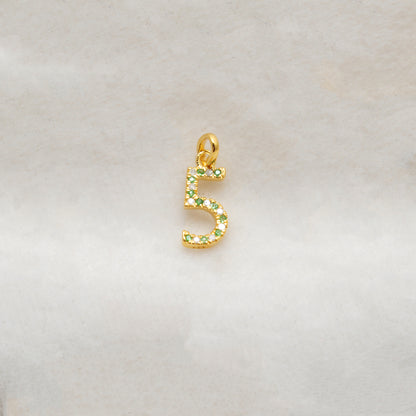 Tsavorite Gemstone No. 5 Charm Pendant | Ruby Sapphire Initial Jewelry