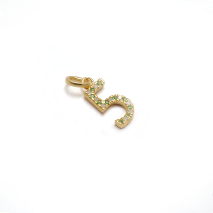 Tsavorite Gemstone No. 5 Charm Pendant | Ruby Sapphire Initial Jewelry