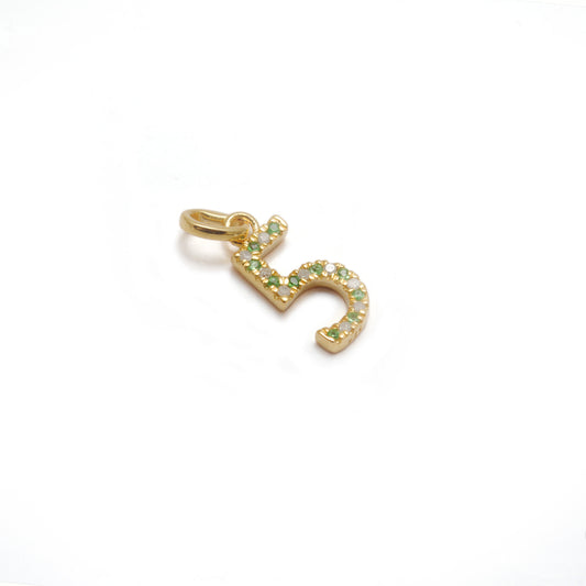 Tsavorite Gemstone No. 5 Charm Pendant | Ruby Sapphire Initial Jewelry