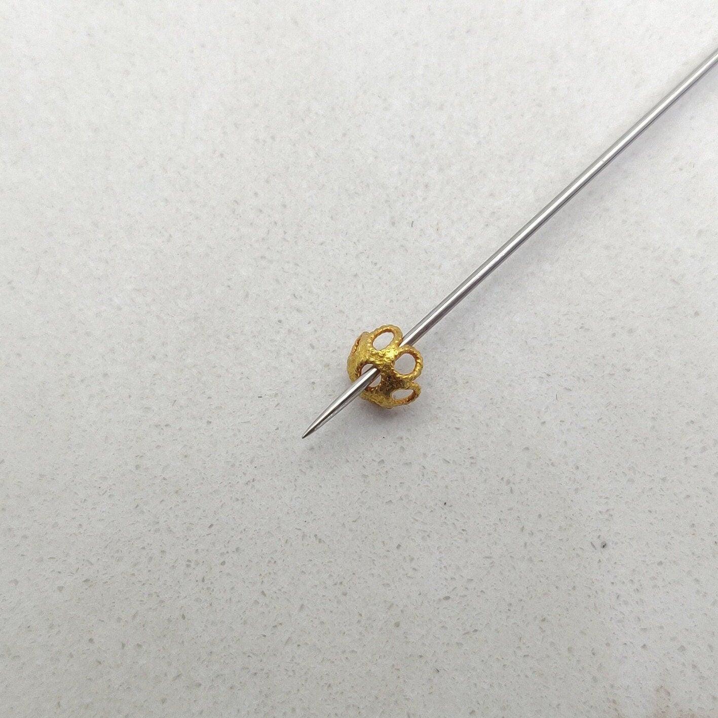 5mm 18K gold bead caps - overhead view Jaipur