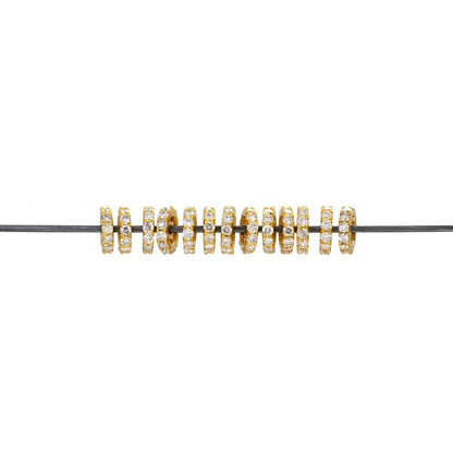 5mm Natural Diamond Pavé 14K Solid Gold Wheel Rondelle Spacer – Front View