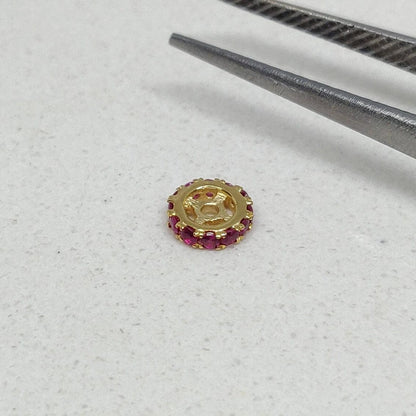5mm Ruby 14K Gold Rondelle Spacer Finding – Overhead View