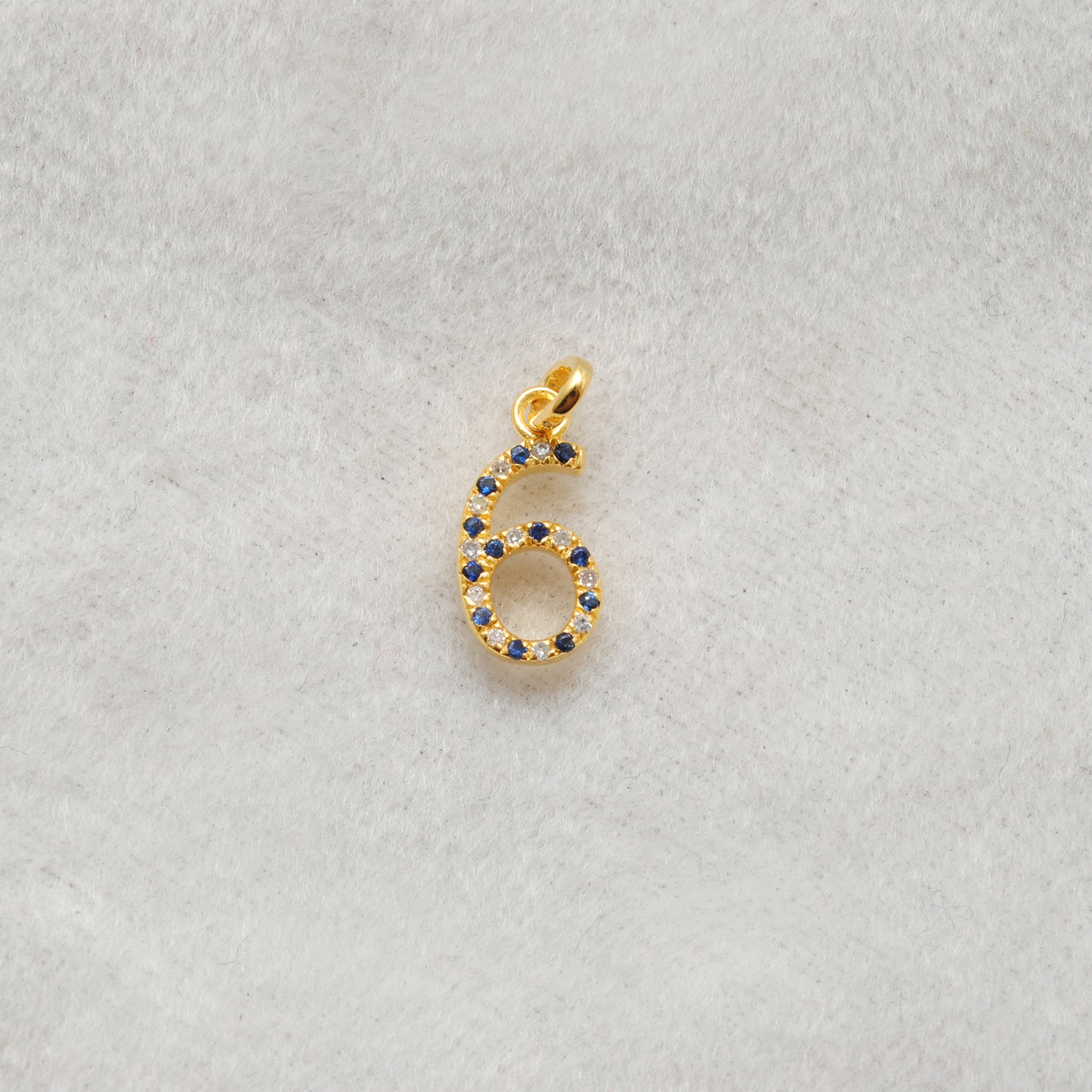 925 Sterling Silver Numeric 6 Charm with Diamond Accent – Ruby, Blue Sapphire & Tsavorite, 18.90mm