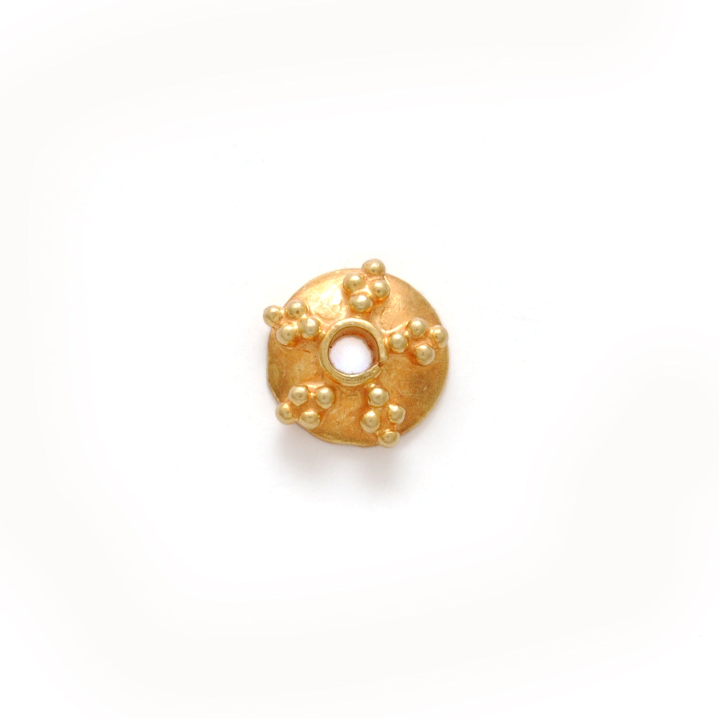 6mm 18K gold fancy spacer cap bead finding - front view