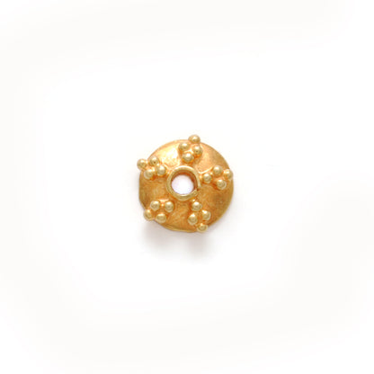 6mm 18K gold fancy spacer cap bead finding - front view