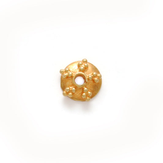 6mm 18K gold fancy spacer cap bead finding - front view