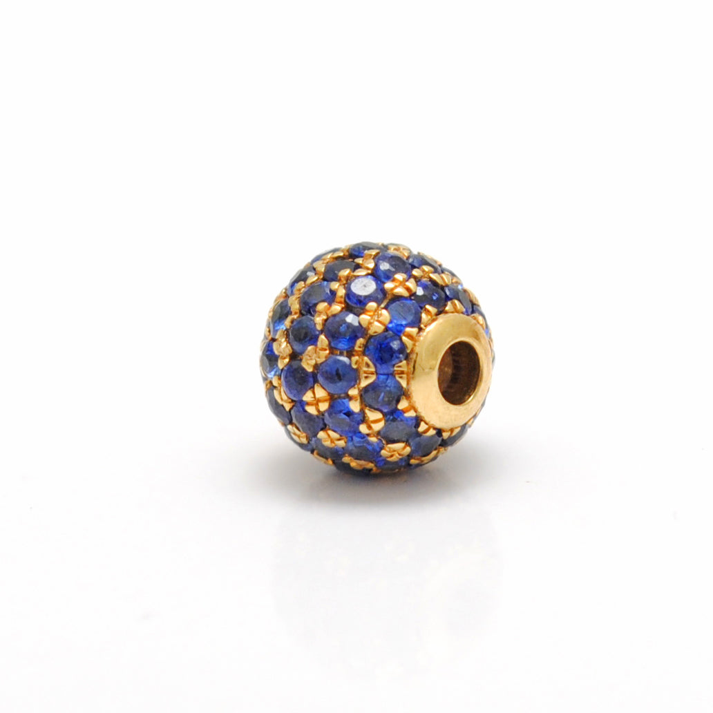 6mm Blue Sapphire 14K Gold Ball Spacer Charm – Overhead View