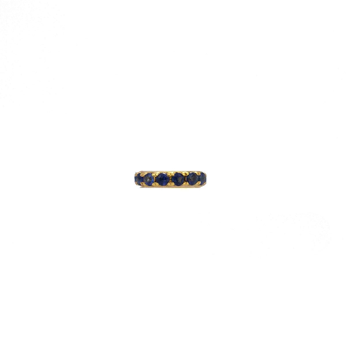 6mm Blue Sapphire 14K Gold Wheel Spacer – Overhead View