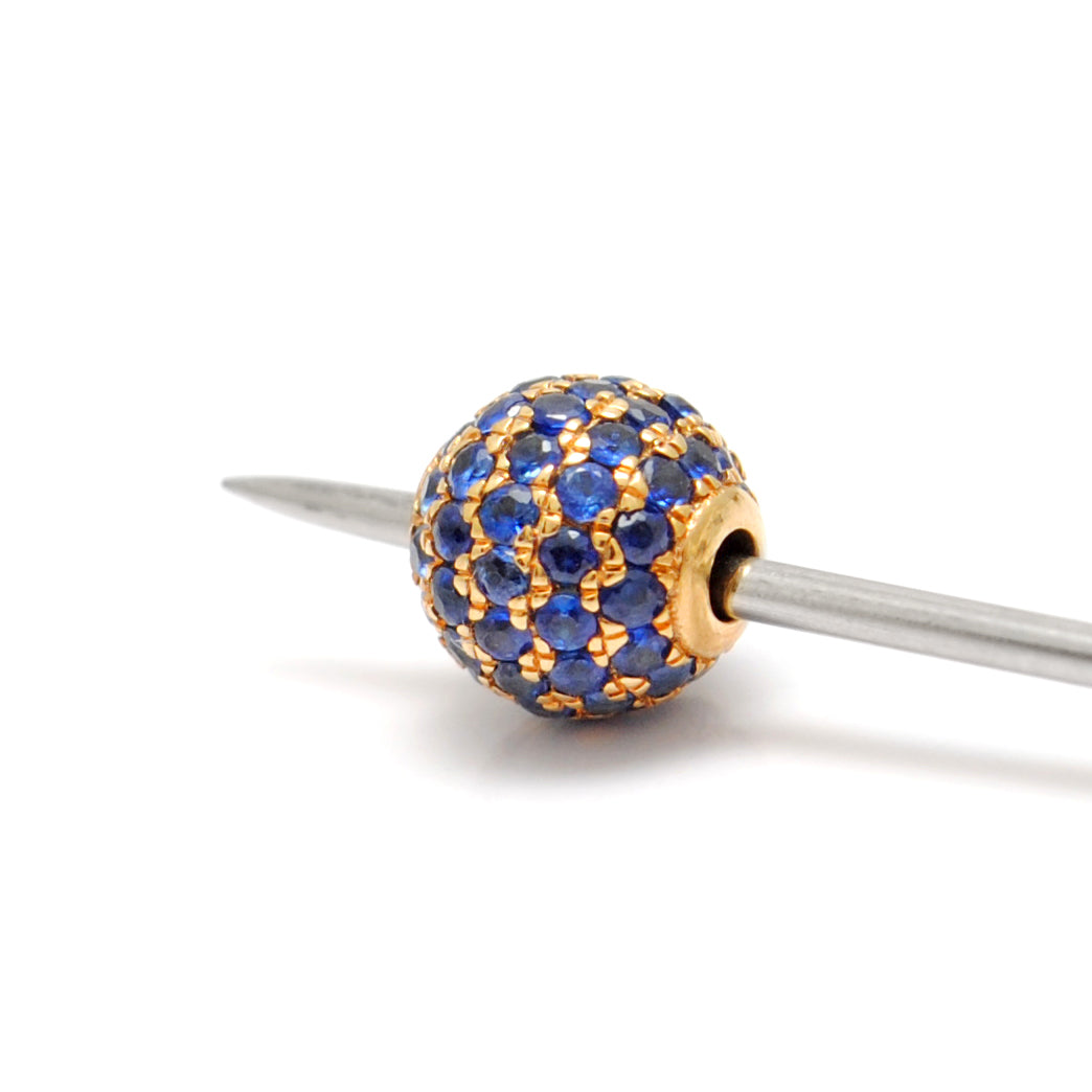 6mm Blue Sapphire 14K Solid Gold Ball Spacer Bead – Styled on Chain