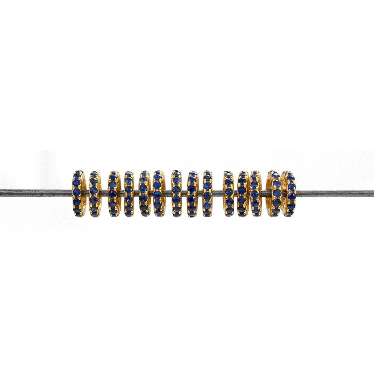 6mm Blue Sapphire Gold Wheel Spacer Finding – Side Profile