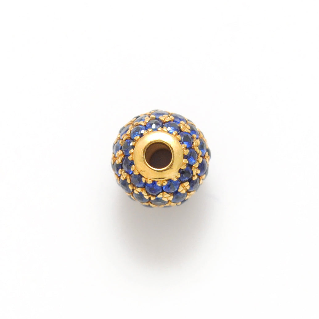 6mm Blue Sapphire Pavé Gold Ball Bead – Side Profile