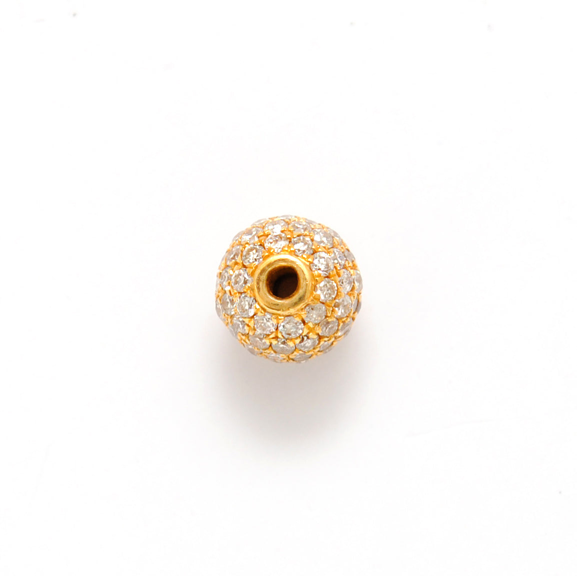 6mm Diamond Pavé Gold Globe Bead – Side Profile View