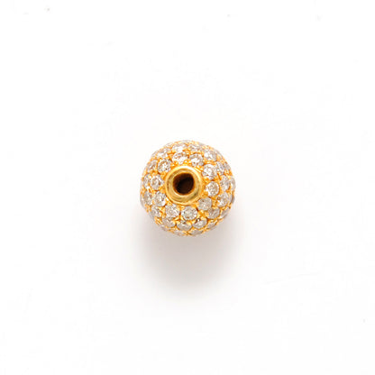 6mm Diamond Pavé Gold Globe Bead – Side Profile View