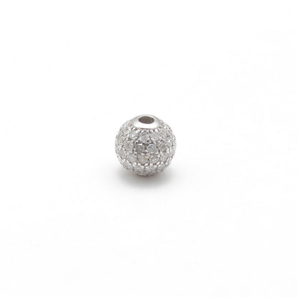 6mm Sterling Silver Pave Diamond Ruby & Blue Sapphire Round Spacer Ball Beads