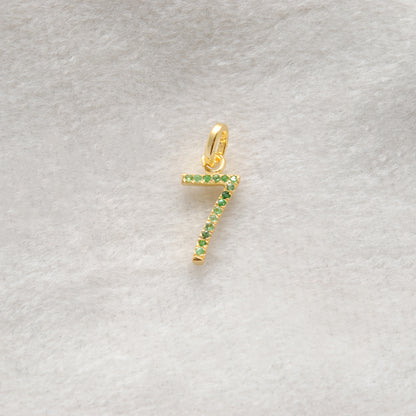 925 Sterling Silver Numeric 7 Charm with Diamond Accent – Ruby, Blue Sapphire & Tsavorite, 18.70mm