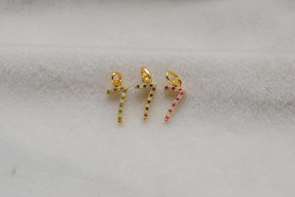 925 Sterling Silver Numeric 7 Charm with Diamond Accent – Ruby, Blue Sapphire & Tsavorite, 18.70mm
